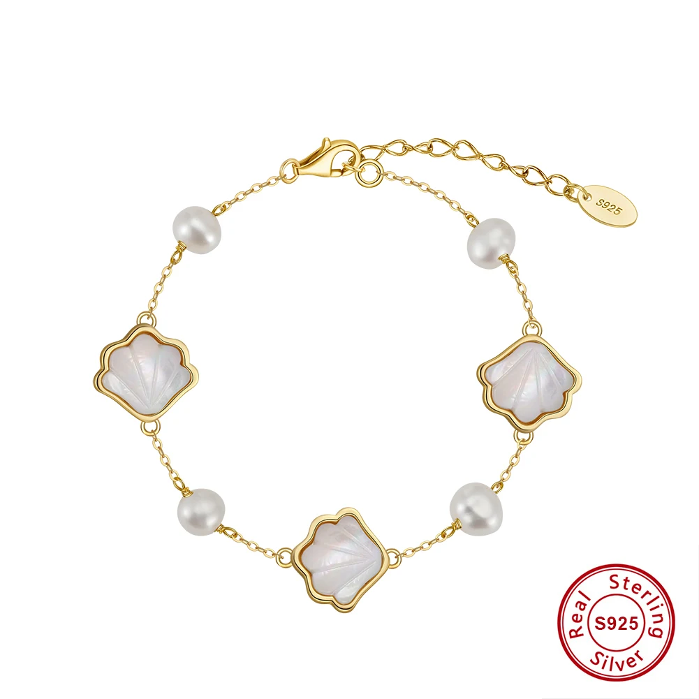 

Kiss Mandy Romantic Natural Shell 925 Sterling Silver Bracelet Elegant Luxury Quality Feshwater Pearls Fine Jewelry Girl GPB41