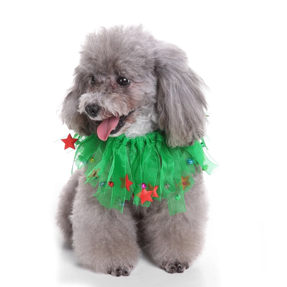 

Pet Christmas Collar Ribbon Puppy Dog Ruffle Bells Fancy Xmas Outfit Collars Party Tie