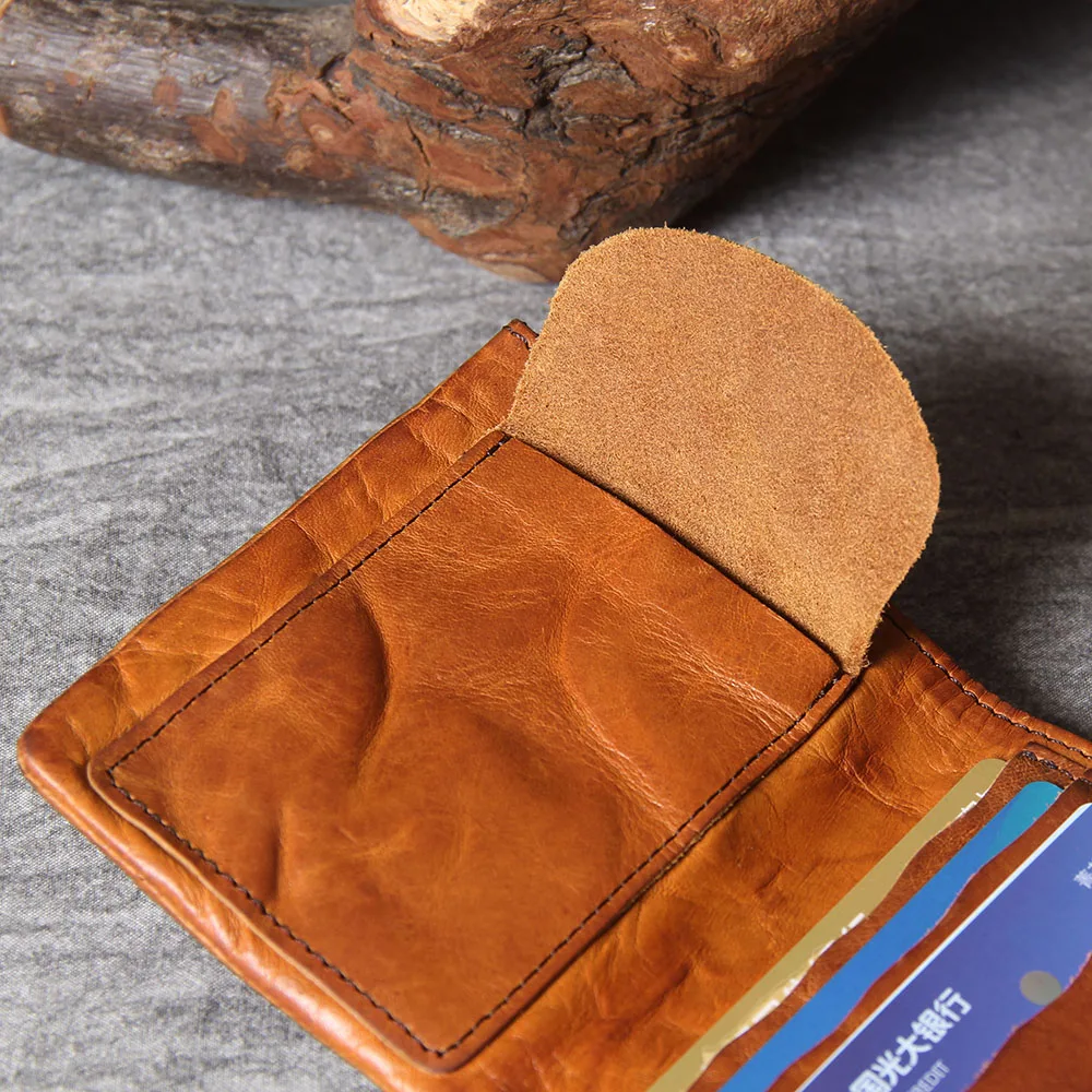 S.WORKER Vollnarbiges Rindsleder-Portemonnaie Vintage Slim Bifold Geldbörse für Herren Business – Detail 14