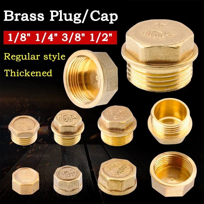 

1/8"1/4" 3/8" 1/2" Female/Male Thread Brass Pipe Hex Head Brass Stopper/ End Cap/ Plug Plumbing Fitting Connector Faucet Adapter