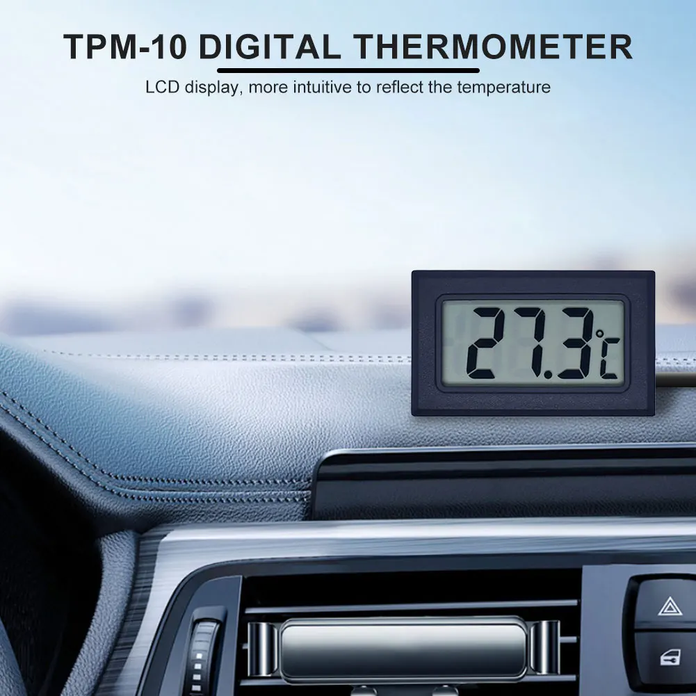 Tpm-10 medidor de temperatura digital com tela lcd, sensor impermeável, detector de termômetro, medidor de umidade, 1m, 2m