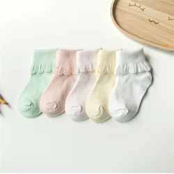 New 5 Pairs/set Fashion Sweet Short Socks For Girls Four Seasons Soft Comfortable Lace Children's Socks Cotton Daily Socks 0-5Y