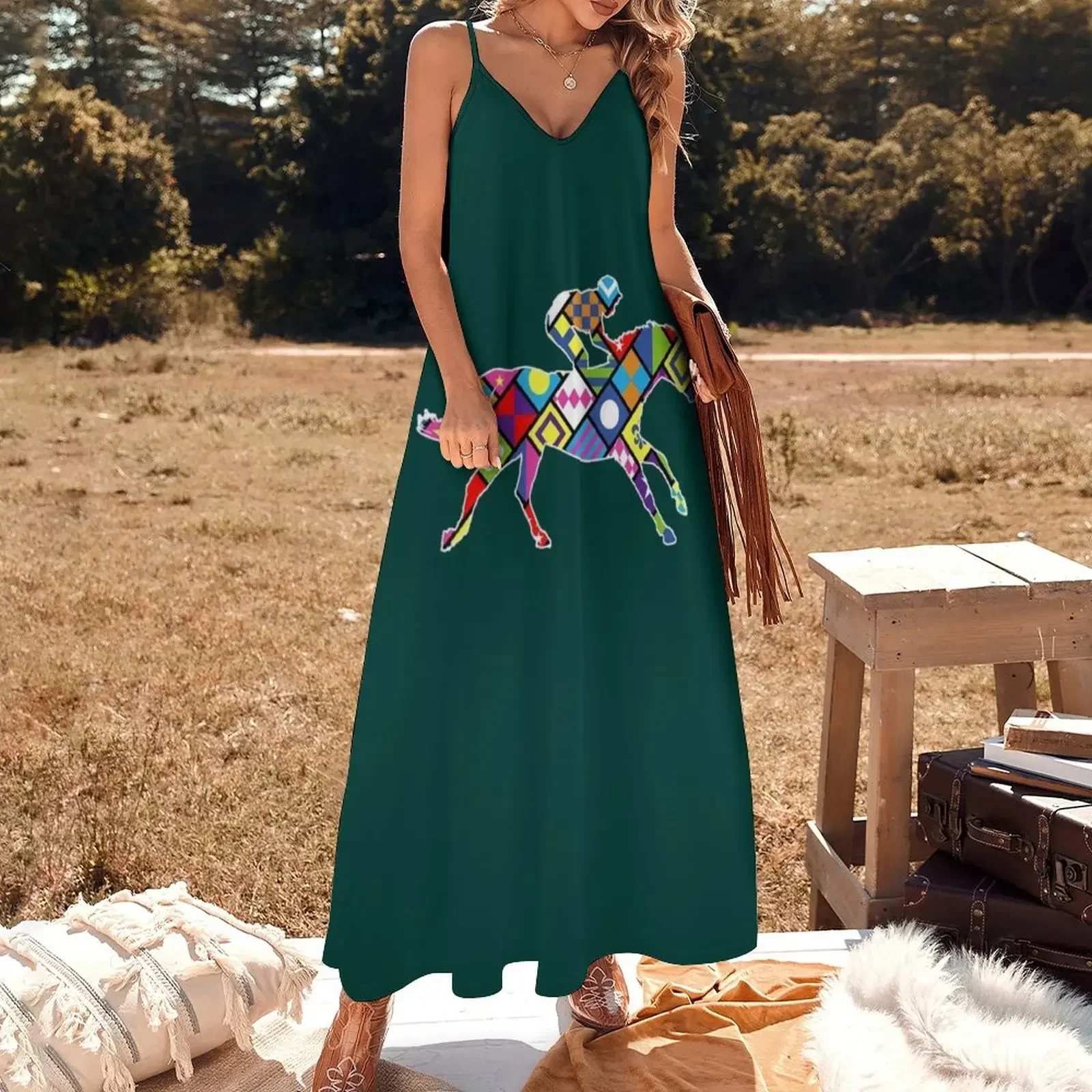 Cute Kentucky Horse Racing Silks Sleeveless Dress women clothes Dress