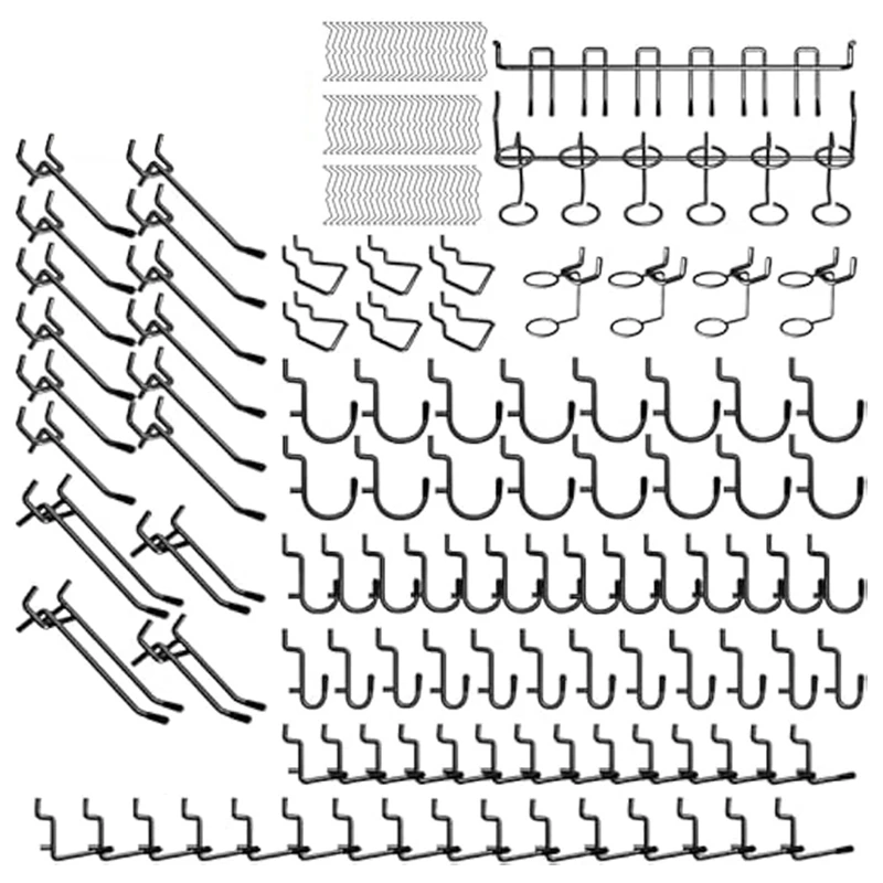 

176PCS Pegboard Hooks Set,1/4Inch Metal Peg Board Hook Assortment With Peg Lock Pegboard Replacement Parts For Garage Wall