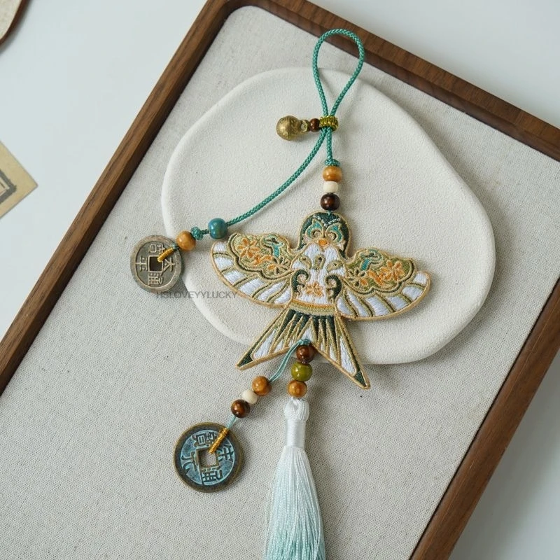 

Original double-sided Embroidery Kite Pendant With Tassel Bag Hanging For Hanfu Accessories Oriental Embroidery Gifts