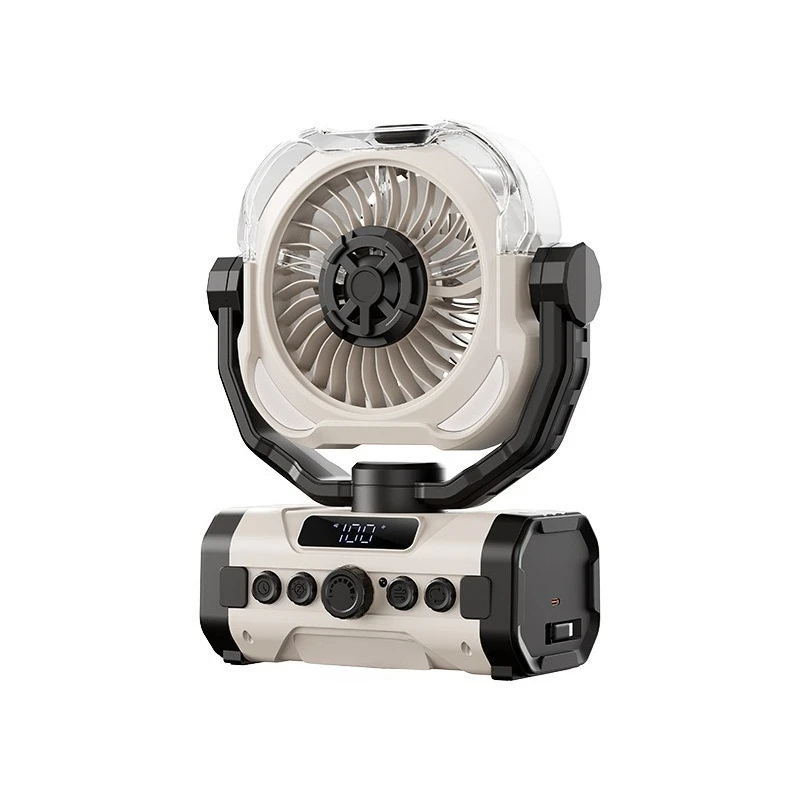 The new outdoor camping multi-functional fan can be hung with tent lighting, long battery life, and multi-angle shaking.