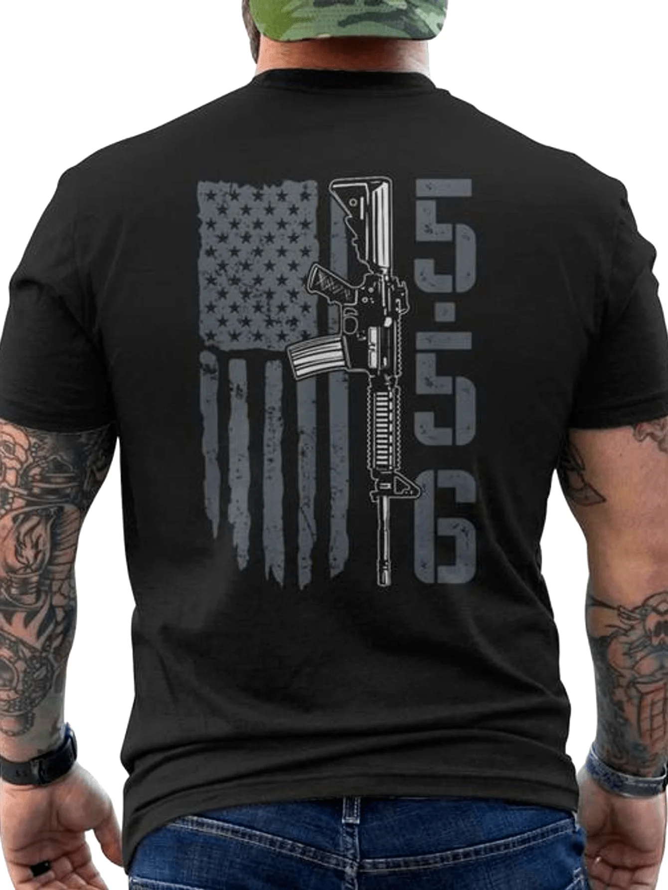 Men'S AR 15 M4 556 Rifle and AR 15 Back Print T-Shirt 2. Additional Item: Right To Arms Design Heavyweight Gun Owner T-Shirt