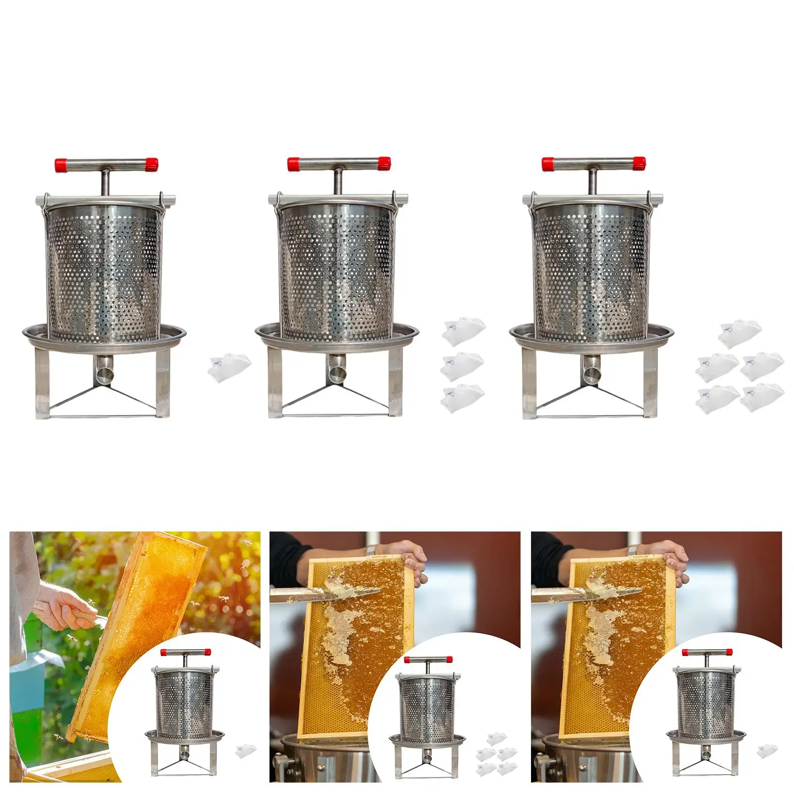 304 Stainless Steel Manual Juicer Press Barrel Honey Press Extractor for Food Factories Restaurants and Home Use