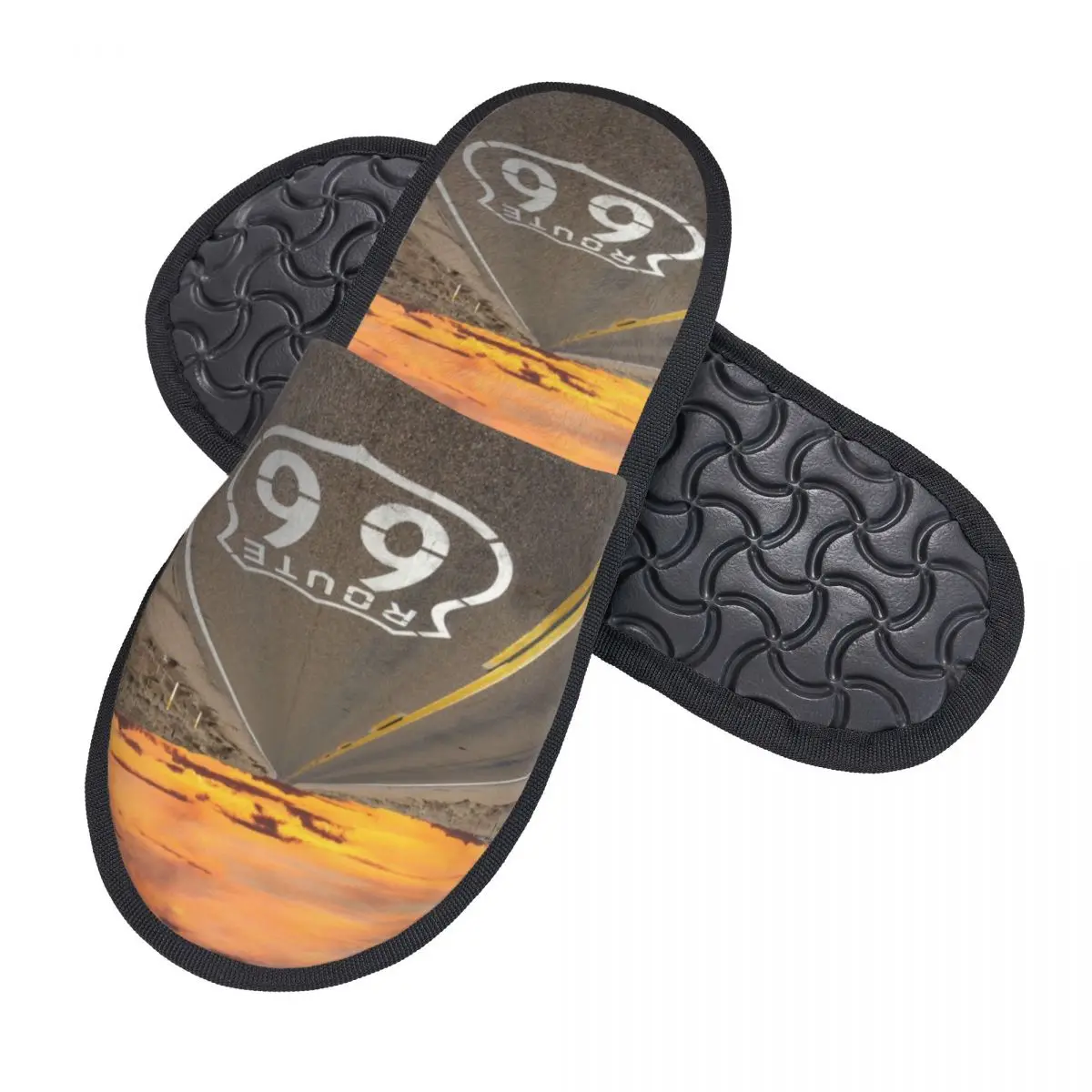 Custom Route 66 Soft Memory Foam House Slippers Women USA Highways Cozy Warm Anti-Skid Slipper