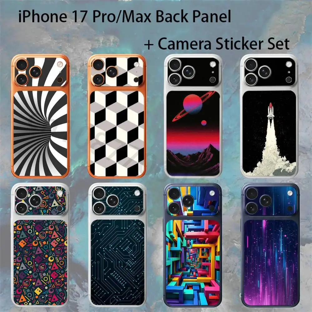 

Advanced geometry cool For iPhone 17 Pro /Max Battry Back Cover with Camera Decal Skin Rear Protective Sticker Film
