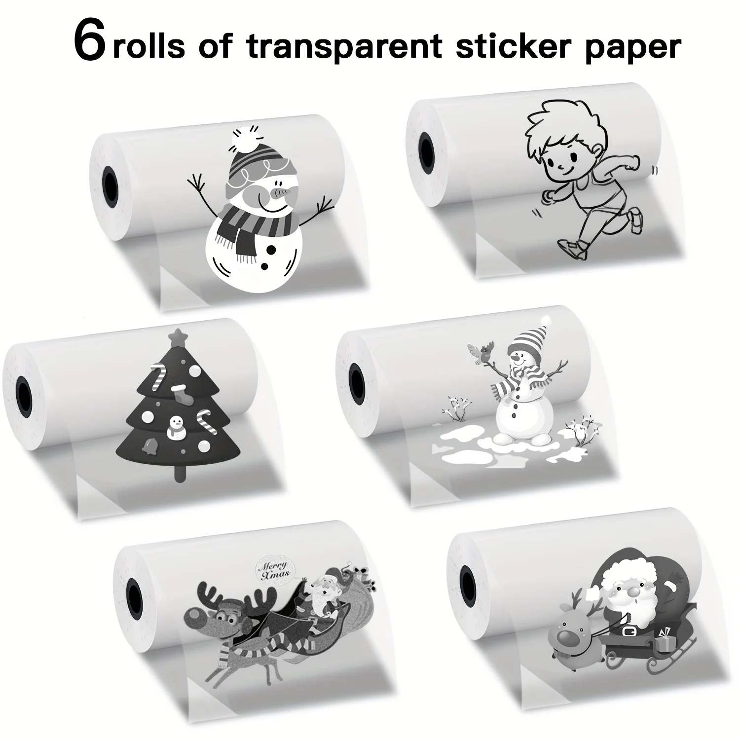 Label Termal Hitam Transparan 57x25mm Mengkilap Perekat untuk Printer Mini Nirkabel Smartphone Struk Menu Kupon