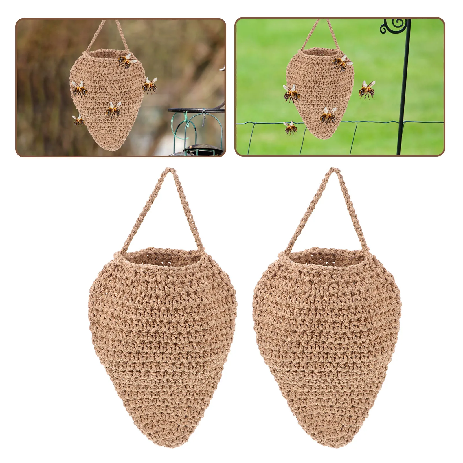 

2Pcs Trap Hanging Basket for Garden Patio Picnic Outdoor Bee Control Fruit Vegetable Storage Fruit Hammock