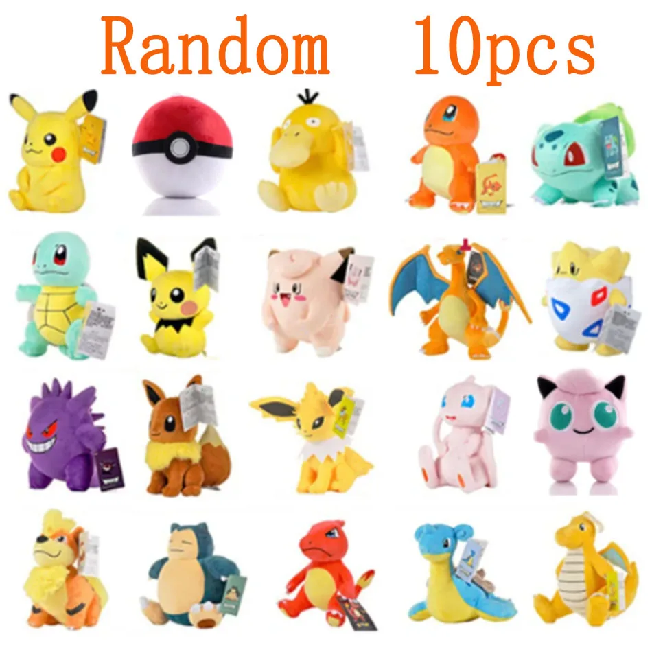 

10 шт. плюшевая кукла Pokémon Пикачуed Bulbasaur Jigglypuff Lapras Eevee аниме Pokemoned мягкая игрушка Peluche плюшевая кукла подарок для ребенка