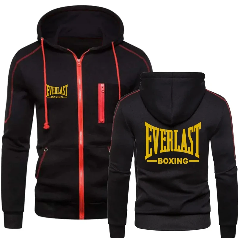 2024 New Fashion Zipper Hoodie EVERLAST Men\'s Sportswear Solid Blazer Men\'s Sportswear Casual Warm Sportswear Set Winter