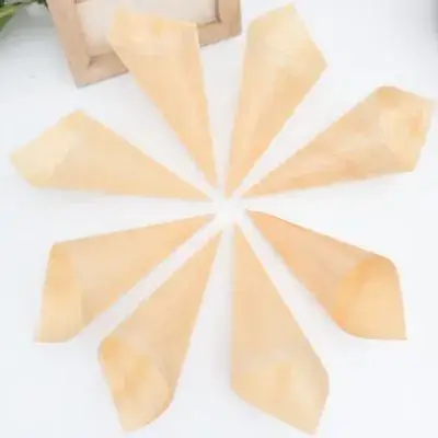 

50 Pcs Wooden Veneer Roll Finger Food Cones Cups Container for Appitizers Serving Appetizers