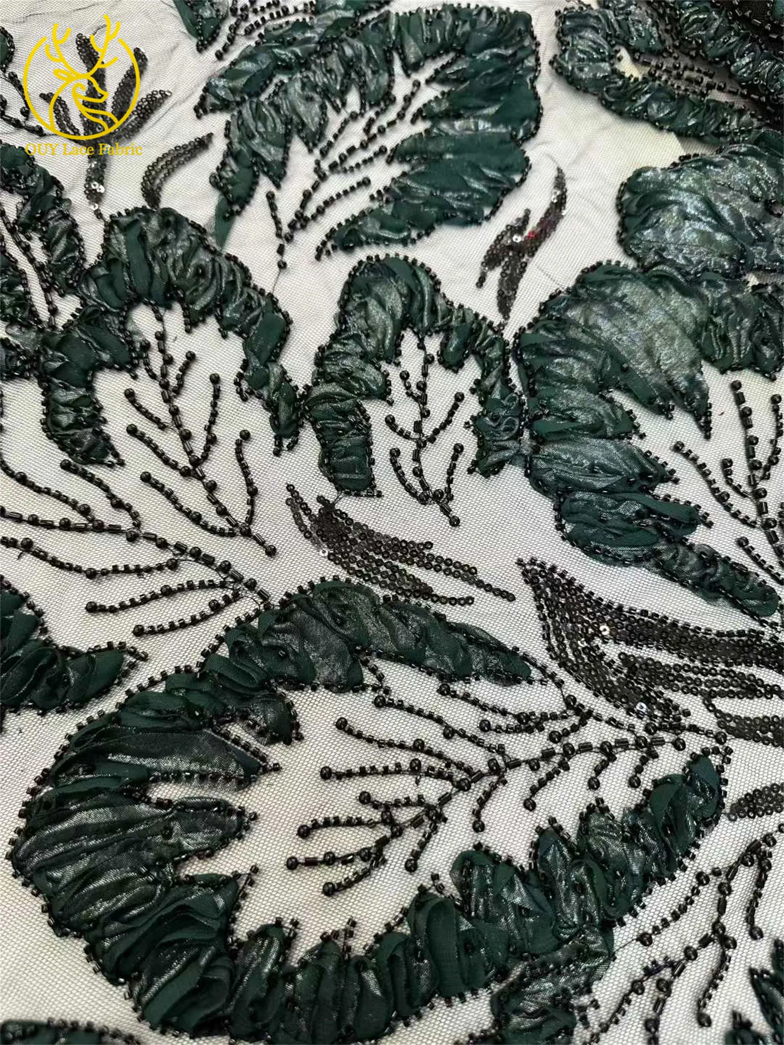 Ultimo tessuto di pizzo africano con perline in tulle 3D 5 metri di pizzo nigeriano con paillettes premium in stile francese adatto per indumenti da cucire