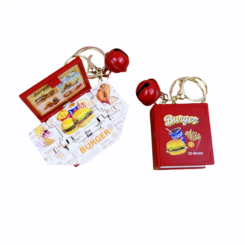 크리 에이 티브 3D 접이식 폭발성 책 키 체인 재미 미니 즐거운 성 스트레스 릴리프 장난감 어린이 학교 가방 키 체인 액세서리