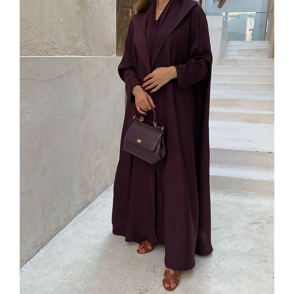 Elegancka bordowa luźna damska długa kurtka Elegancki damski płaszcz codzienny Formalna sukienka do kostek Abaya