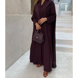 Elegant Burgundy Loose Women Long Jacket Elegant Female Daily Coat Formal Ankle Length Dress Abaya