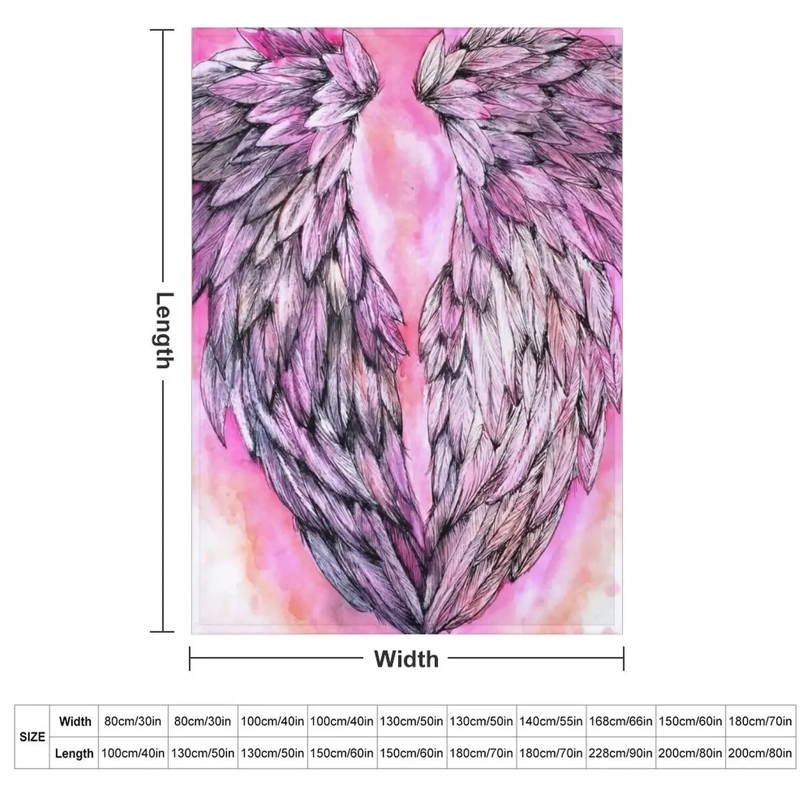 Pink Angel Wings Throw Blanket couch cozy soft plush fuzzy picnic outdoor blanket