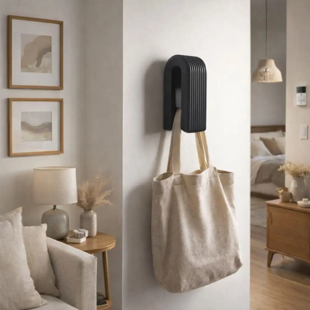 2 Pieces Strong Self Adhesive Auto-lock Towel Rack Space-saving Plastic Gravity Wall-mounted Hanger Practical Non Perforated
