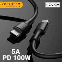 VOLTME USB Type C To USB C Cable PD 100W USB-C Fast Charging Charger Wire Cord For Macbook Samsung Xiaomi Type-C USBC Cable 3M