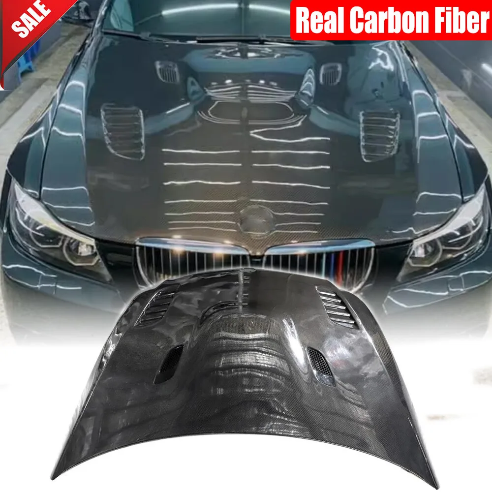 

For BMW E90 320i 325i M3 Pre-LCI 2005-2008 Real Carbon Front Engine Hood Bonnet Cover Replacement Body Kit Parts