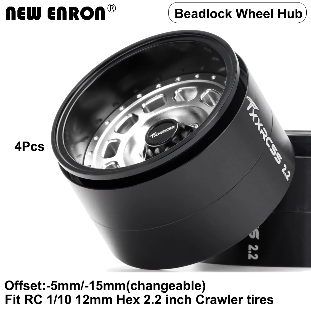 CNC Beadlock Wheel Rim For RC 1/10 12mm Hex 2.2 inch Crawler tires Axial SCX10 RR10 Traxxas