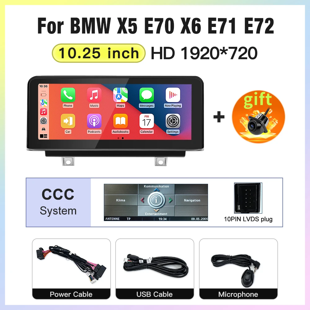 STWEI 2026 New Ultra-slim Screen Linux System T113-i Processo For BMW X5 E70 X6 E71 E72 10.25inch Wireless CarPlay Auto GPS Navi