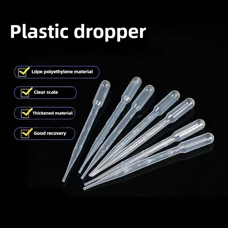 Pasteur-Tropfer aus Kunststoff, 1 ml, 2 ml, 3 ml, transparente Pipette mit mehreren Skala, experimentelles Probenahmeröhrchen, Laborwerkzeug
