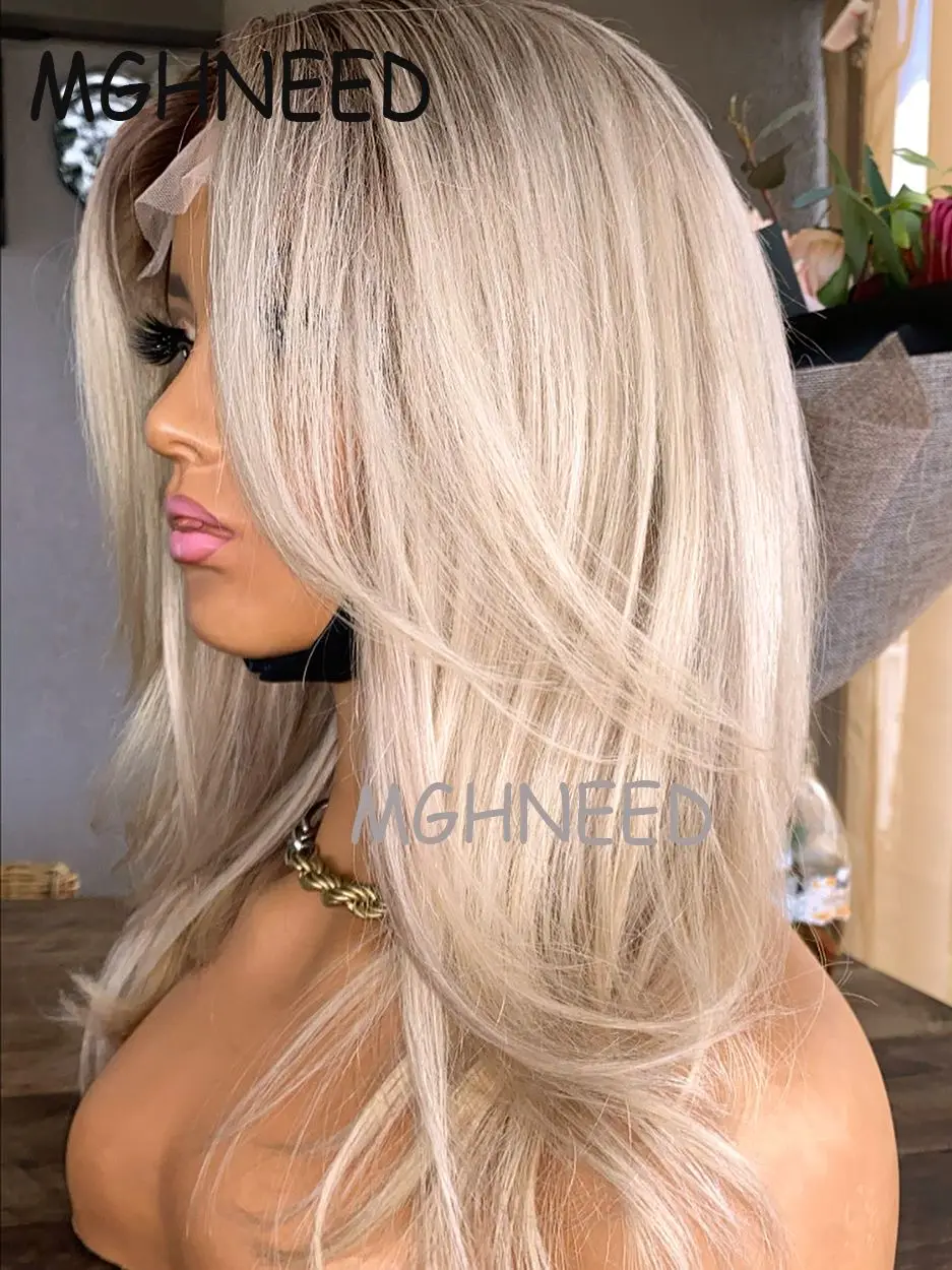 Heißer Verkauf Gute Qualität Echthaar Perücken Ombre Blonde 13x6 Reines Haar Perücke