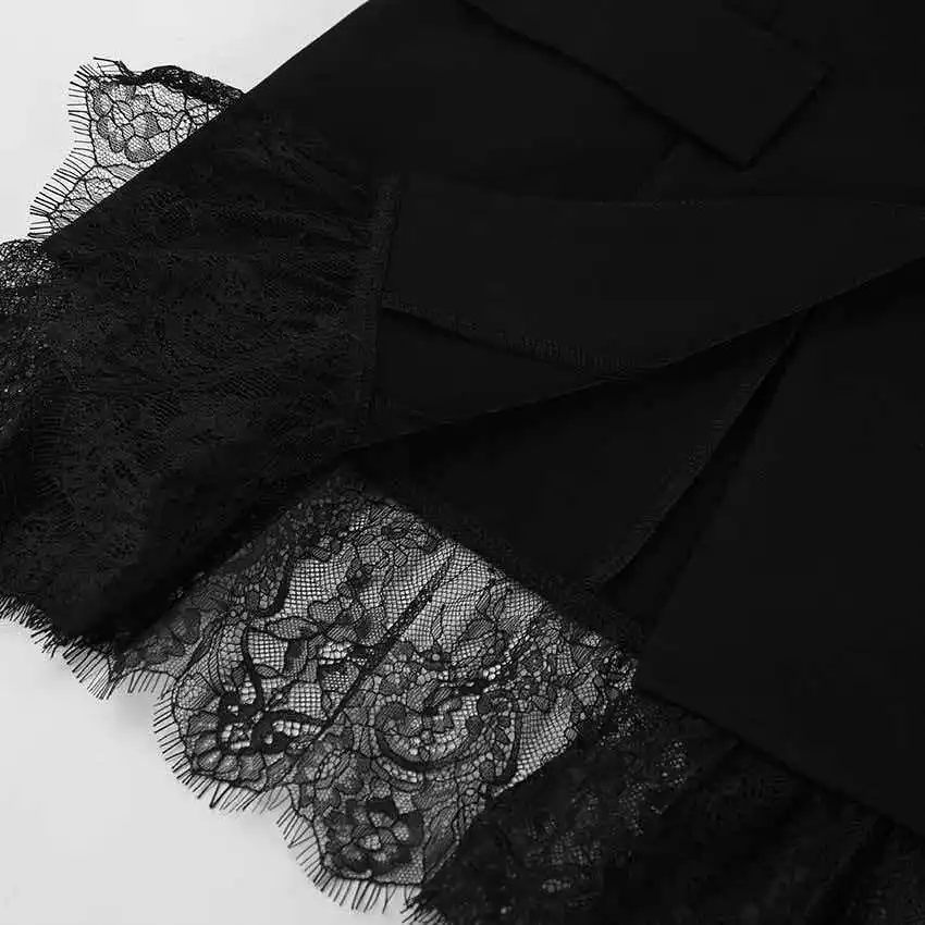 

European and American Foreign Trade Women's Popular Fashion and Versatile Waist Slimming Lace Splicing Blazer