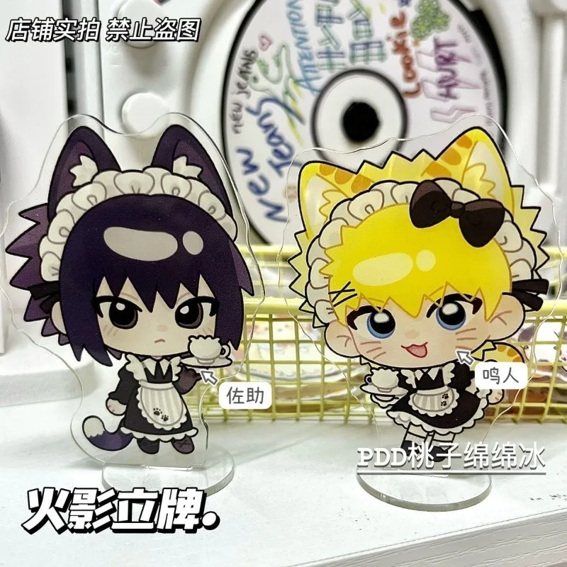Placa de NARUTO, decoración de escritorio, traje de sirvienta, Standee Uzumaki Naruto, colección de adornos, Accesorios Uchiha Sasuke, muñecos acrílicos, figuras de juguete