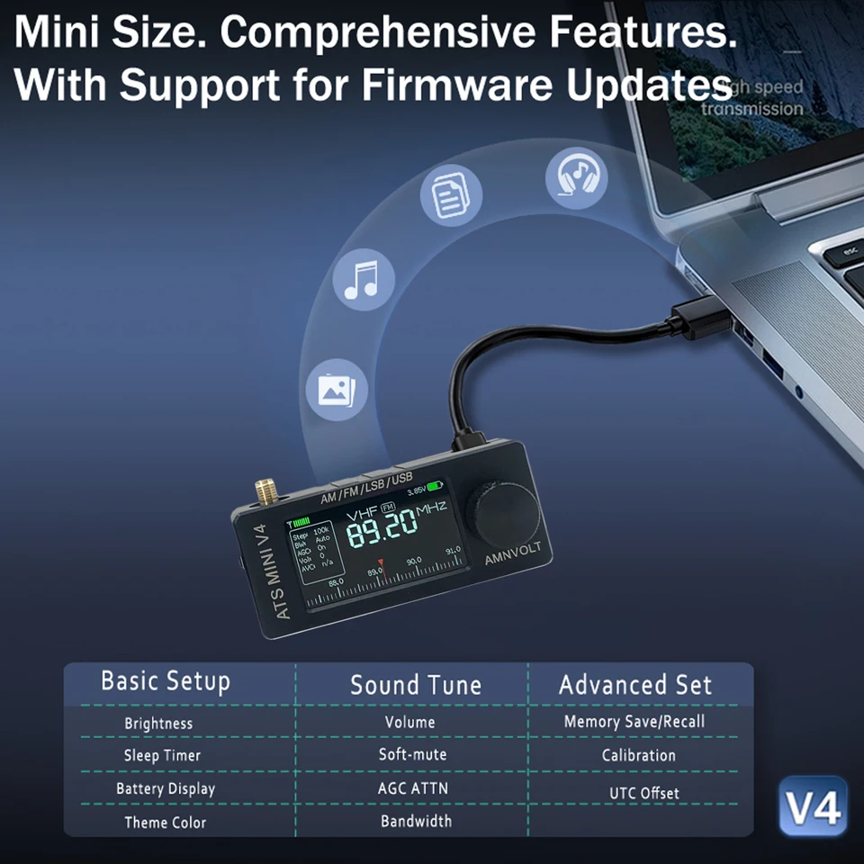 ラジオ・コンポ AMNVOLT V4 ATS MINI SI4732 ( #2670 ) AMNVOLT V4 ATS Mini SI4732 Radio ALL Band DSP Radio FM AM SSB LSB