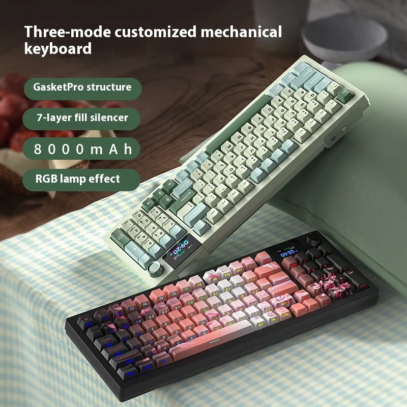 Langtu Lt95pro Game E-Sports Mechanical Keyboard Customized Tri Mode Wireless Keyboard With Color Screen Pc Laptop Peripheral