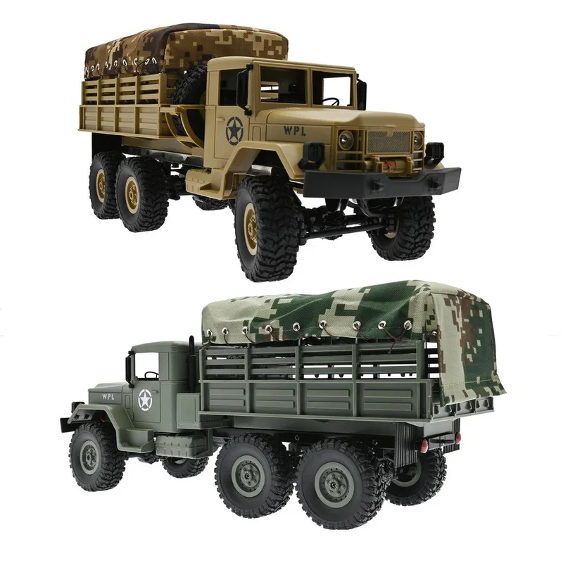 

Naughty Dragon WPL Six wheel Drive Climbing Military Card B16-1 with Canvas Military Card RC CAR Climbing Car Remote Control Toy