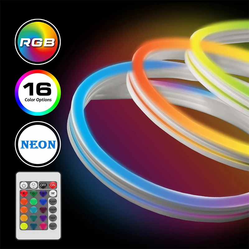USB RGB LED Neon Rope Lights,Control with Remote,5V Flexible Led Rope Lights,RGB Neon Lights,Gaming Led Neon Strip Lights