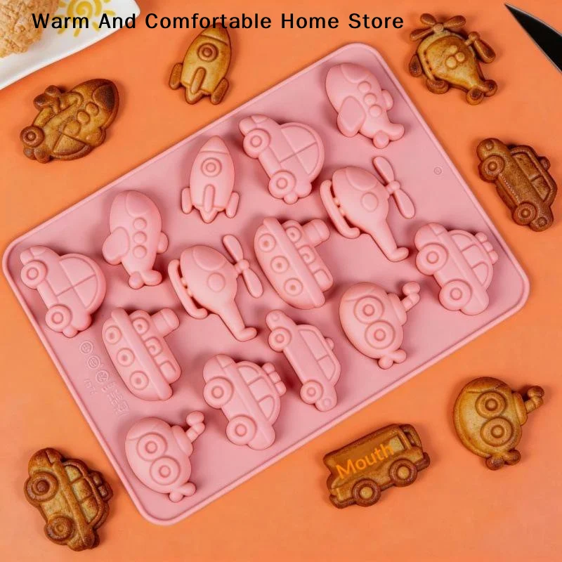 【W】Silicone Candy Molds Shaped As Cars Planes And Other Vehicles Chocolate Molds Cake Decorations For DIY Baking Molds