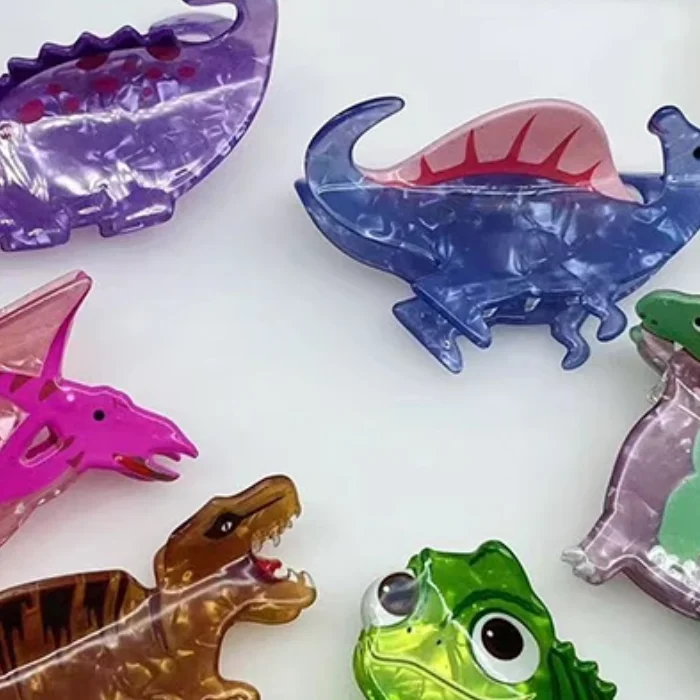 Colorful Dinosaur Hair Claw Funny Chameleon Crab Hair Clip Cute Acetate Claw Clips Hair Accessories For Women Girls