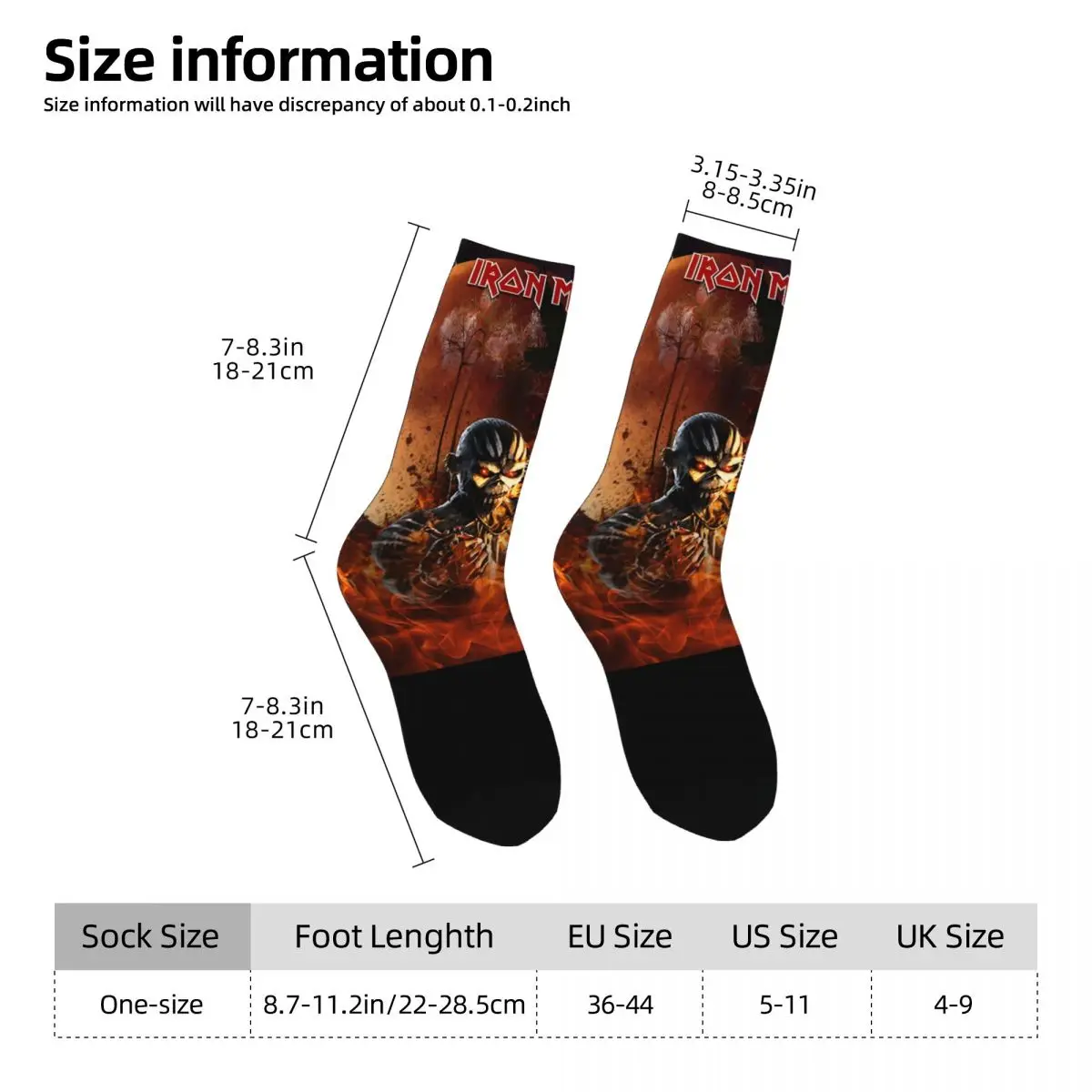 Ironmaiden Heavy Metal Rock Band Theme All Season Socks Merch for Men Women Compression Dress Socks