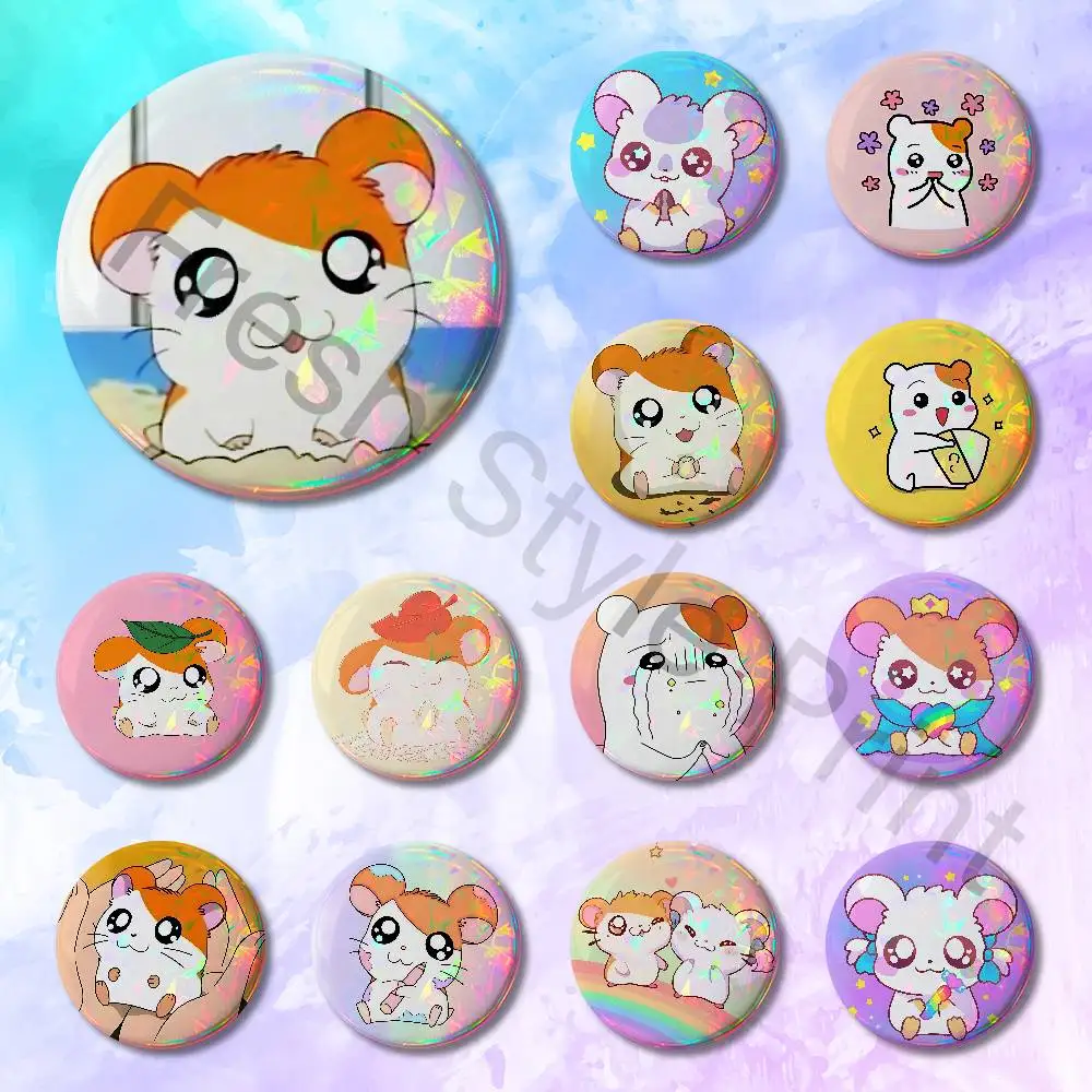 

Cute H-Hamtaros Hamster Enamel Pin Tinplate Round Brooch Cosplay Nijigen Otaku Culture Badges 58mm 44mm 32mm 75mm 25mm