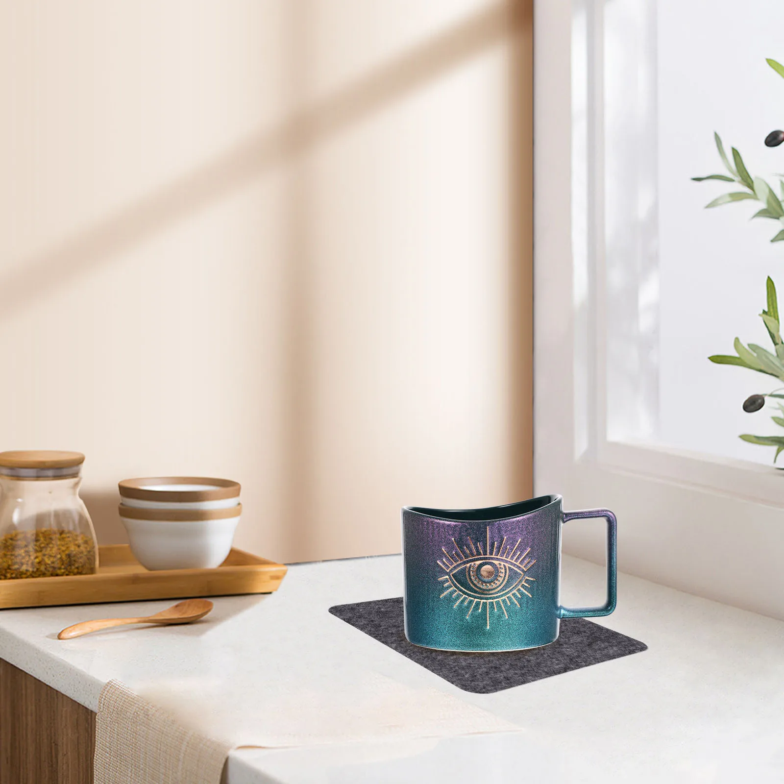 

4Pcs Felt Cup Coasters Heat Insulated Table Mats Protective Placemats Cup Pads for Home Restaurant Cafe Felt Coasters