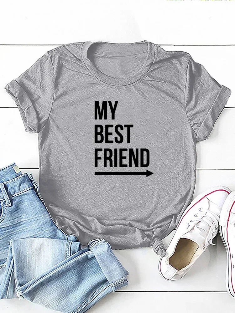 Print Women T Shirt My Best Friend Arrow Short Sleeve O Neck Loose Women T Shirt Ladies Tee Shirt Tops Camisetas Mujer