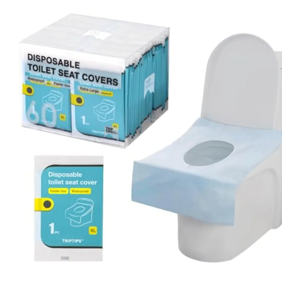 

Disposable Toilet Seat Covers Travel Pack 60 Count for Public Restrooms Airplane and Outdoor Use Waterproof XL Size Individuall