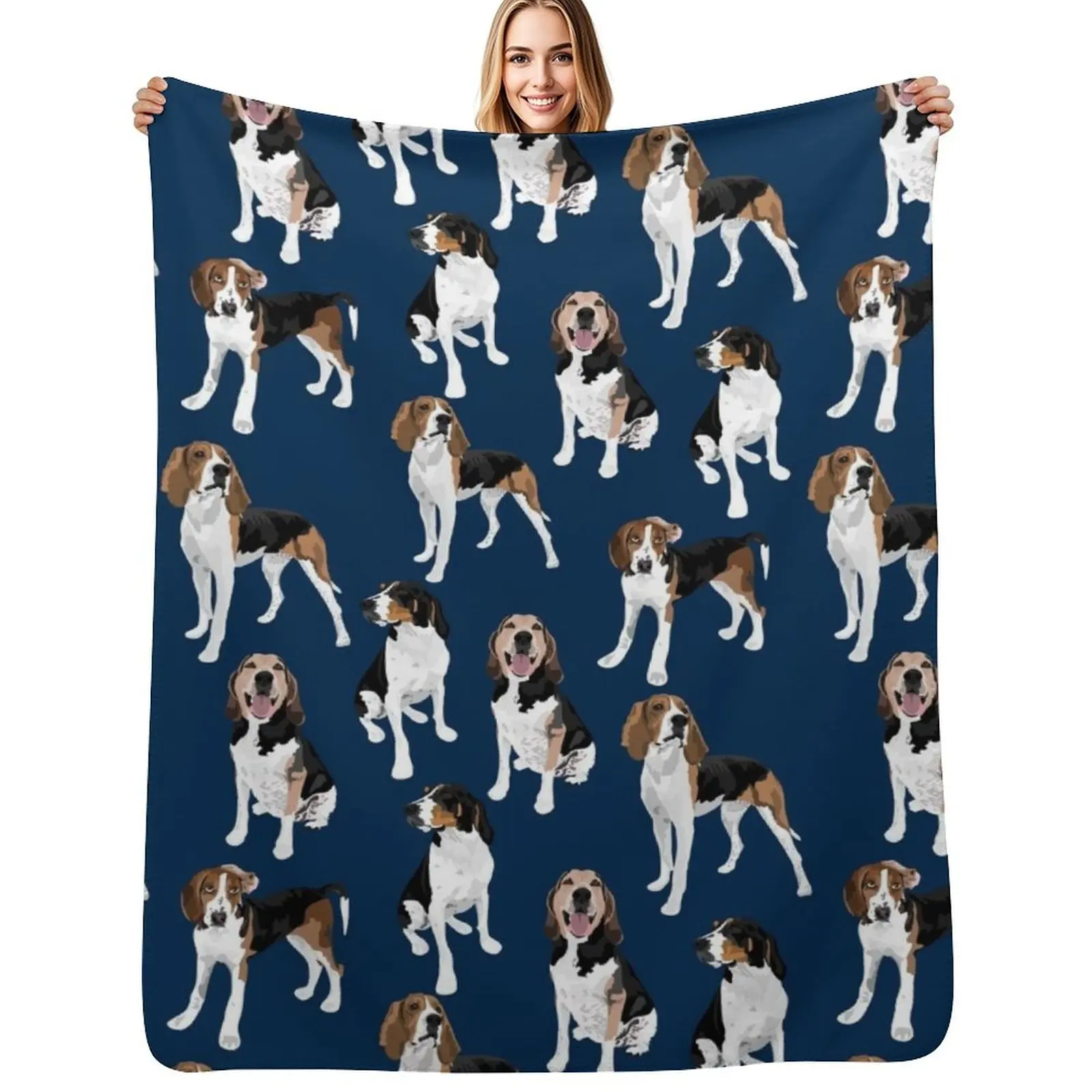 

Treeing Walker Coonhound on Navy Throw Blanket Summer Cool Breathable Blanket for Sleeping
