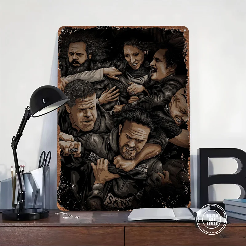 Sons of Anarchy Printed Poster Customized Retro Wall Art Vintage Metal Tin Signs for Home Bedroom Decorations Custom Plate Decor