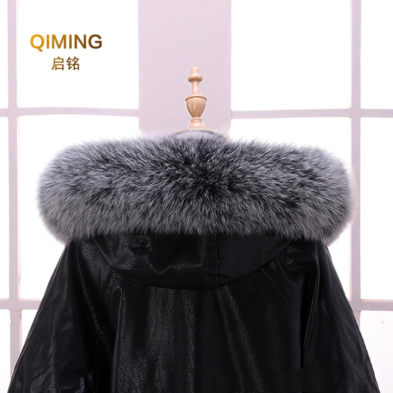 Winter Women Real Fox Fur Collar Scarf Coat Fur Collar Luxury Fox Fur Scarves Genuine Warm Neck Warmers Shawl Scarfs for Ladies