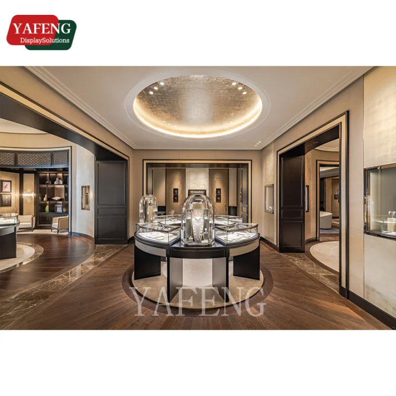 Custom. خزانة عرض مجوهرات من الفولاذ المقاوم للصدأ والزجاج قابلة للتخصيص مع إضاءة LED وحلي عرض فاخرة و Jewe #6