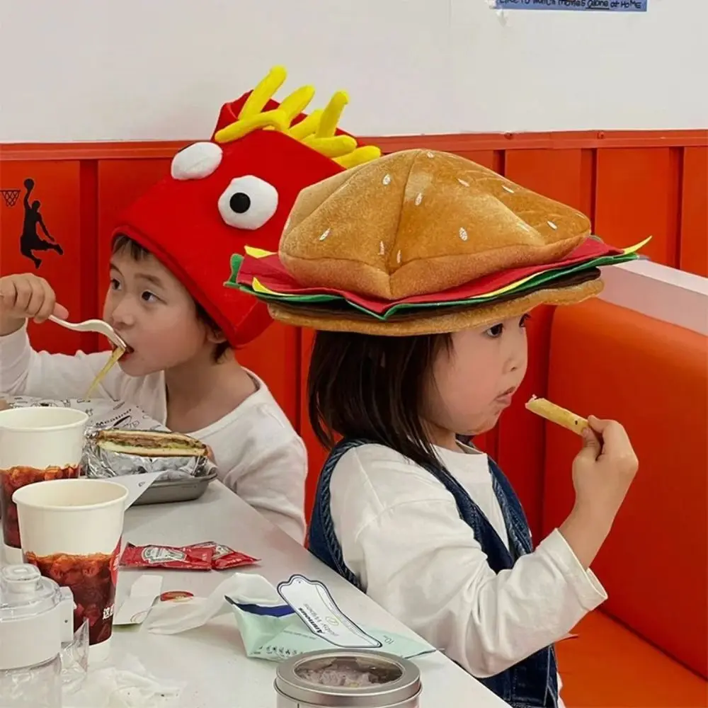 Novelty Creativity Party Hamburger Hat Cute Comfortable Decorative Fries Hat Lightweight Cartoon Caps Cosplay view 5