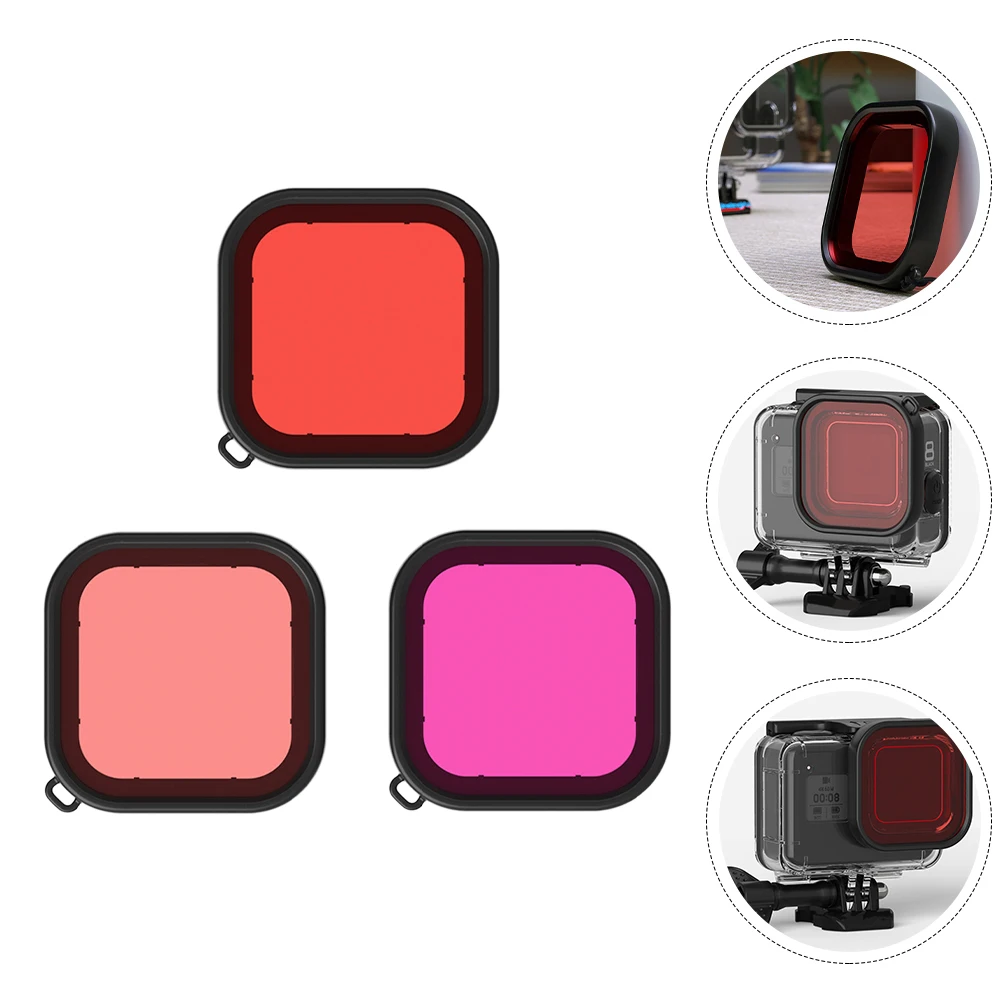

3 Pcs Diving Filter Camera Waterproof Case Protector Underwater Dive Plastic Action Filters